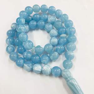Tasbih Islámico Ecológico, Pintado a Mano con Diseño Animal, Material de Resina Sintética Acrílica, Brazalete Subha Azul Hecho en Uttar Pradesh - Product Image 3