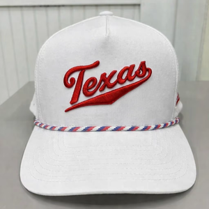 Gorra de golf Texas de 5 paneles con visera curva, perforada, logotipo personalizado en el panel frontal, poliéster transpirable, deportiva, con botón. - Product Image 1