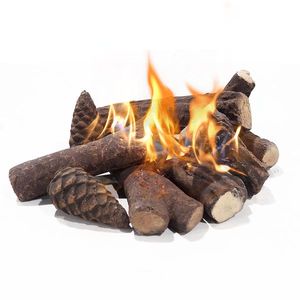 Set di 9 Tronchi in Ceramica per Braciere, Accessori per Caminetto a Gas Finto per Interni o Esterni - Product Image 2