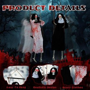 Confezione da 2 Decorazioni di Halloween per Esterni, Grim Reaper Spaventoso da 90 cm che si agita con Occhi Luminosi, Decorazioni Horror Scream Fantasmi Appesi - Product Image 5