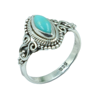 Bague en argent sterling 925 pur avec turquoise d'Arizona pour femme, turquoise naturelle de Kingman, bijoux faits à la main, style vintage bohème