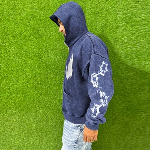 Custom Pakistan Manufacture Spring Fleece Quarter-<b>Zip</b> Breathable Loose Fit Hoodies Men Casual Wear 100% Cotton Embroidered - Product Image 3