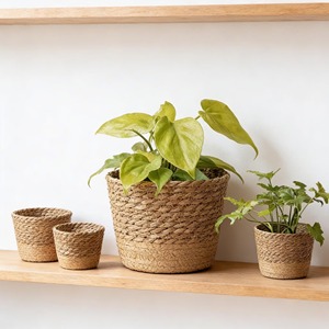 Ensemble de 3 jardinières en rotin tressé à la main pour plantes d'intérieur et d'extérieur, magnifiques jardinières pour balcon et terrasse, vente en gros depuis l'Inde - Product Image 5