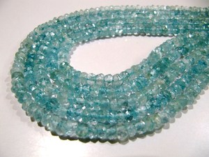 Cuentas facetadas de aguamarina natural en forma de rondel, piedras preciosas de 5-6 mm, hilo de cuentas de 13 pulgadas - Product Image 2