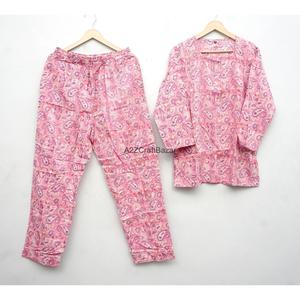 100% Cotton Women's Long Sleeve Elegant Luxury <b>Pyjamas</b> Floral Print Elastic Waist Smooth Soft Breathable Quick Dry Pajama Set - Product Image 6