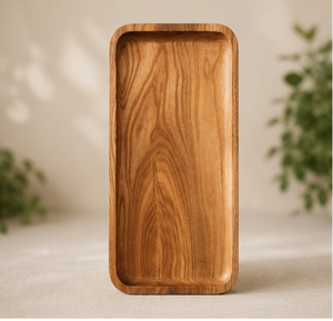 Plateau de service rectangulaire moderne en bois fait main, plateau décoratif, support de rangement utilitaire pour la maison, l'hôtel, le café - Product Image 5