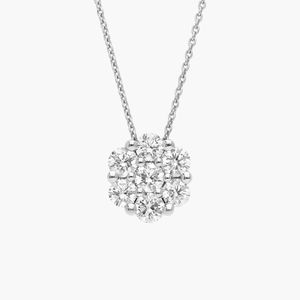 Cluster Diamond Flower Pendant <b>Necklace</b> with 1 CTW Round Cut Lab-Grown Diamonds in White Gold - Product Image 3