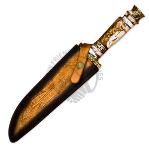 Nouvelle édition Couteau de chasse en acier Damas avec manche en laiton forgé à la main, lame fixe tranchante, couteau tactique Bowie, couteau de survie - Product Image 6