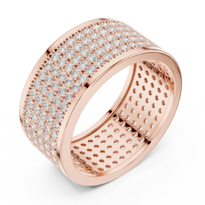 Rose Gold Lab Grown <b>Diamond</b> Wide Pavé Band <b>Ring</b> for Women Luxury Wedding Anniversary Fine Jewelry - Product Image 1