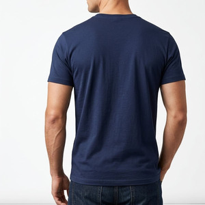 Camiseta de Manga Corta para Hombre, Cuello Redondo, Color Azul Marino, 100% Algodón Jersey, Teñido Liso, Corte Regular, Estilo Casual, Logotipo Personalizado, Venta al Por Mayor - Product Image 6