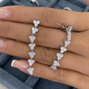 Pendientes de Oro Blanco de 14K con Diamantes Redondos para Mujer, Venta al Por Mayor, Fabricante de Joyería Fina Personalizada OEM ODM, Pendientes Colgantes de Lujo - Product Image 2