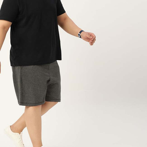 Shorts mi-longs unis pour hommes grande taille, en coton et polyester, pour l'été, sport et décontracté, respirant, infroissable, séchage rapide, élastique - Product Image 3
