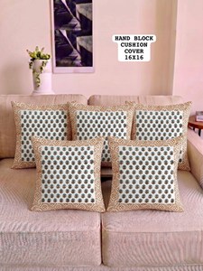 Housse de coussin en coton imprimé à la main de qualité supérieure, 16x16, motif végétal moderne, décoration pour la maison et l'hôtel - Product Image 3