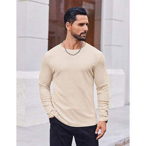 T-shirt décontracté pour homme, coupe ample, manches longues, col décontracté, 200 grammes, polyester/coton, anti-boulochage, idéal pour le sport et le travail - Product Image 2