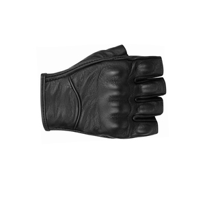 Sporty <b>Black</b> Leather <b>Fingerless</b> <b>Gloves</b> Wrist-Length Breathable Unlined For Sports Outdoor Use Spring Autumn Men's Motorcycle fit - Product Image 4