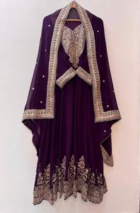 ชุดเดรสยาวแบบ Anarkali ผ้าจอร์เจตต์หรูหรา ปักลายดิ้นทองหนัก  ชุดคุर्ติสำหรับงานแต่งงานแบบอินเดียและปากีสถาน ชุดสัลวาร์สำหรับงานปาร์ตี้ - Product Image 6