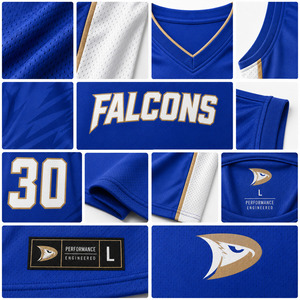 LIONS Basketball Jersey Blue White Gold Sublimated V-Neck Tank <b>Top</b> Men Adult Moisture Wicking 100% Polyester <b>Mesh</b> - Product Image 6