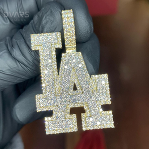 Pendentif personnalisé en moissanite avec lettre, en argent sterling 925 plaqué or 18 carats, style hip-hop de luxe, serti de diamants Dvars, pendentif personnalisé avec nom - Product Image 4