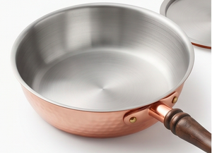 Copper Sauce <b>Pan</b> With Lid Handmade Hammered Finish With Wood <b>Handle</b> Vintage Style For Gas Use And Induction Stoves Use - Product Image 3