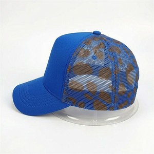 2026 Unisex Royal Blue Leopard Print Trucker Hat Adjustable <b>Mesh</b> Back Baseball Cap Unisex Fashion Outdoor Casual Headwear - Product Image 2