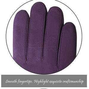 Gants de luxe pour femmes en peau de mouton violette, doux et élégants, à doigts complets, design personnalisé, mode hiver, gants en cuir haut de gamme pour femmes - Product Image 5