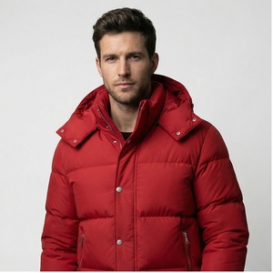 Men's High Quality Hooded <b>Puffer</b> <b>Jacket</b> Custom Warm Quilted Padded Winter Coat Reversible Stand Collar <b>Thin</b> Outdoor Winter Wear - Product Image 1