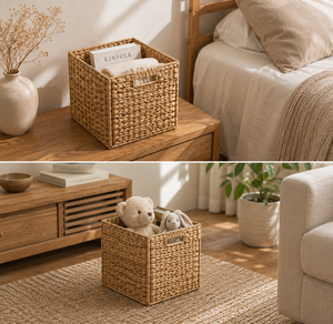 Multifunction Foldable Eco-Friendly <b>Water</b> <b>Hyacinth</b> Rectangle Modern Medium Storage <b>Baskets</b> - Product Image 4