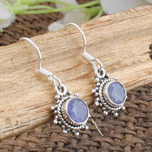 Boucles d'oreilles en argent sterling 925 avec tanzanite naturelle, taille ronde AAA, pierre précieuse bleu violet, bijoux pierre de naissance de décembre - Product Image 2