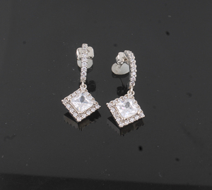 Handmade 925 <b>Silver</b> Plated Gemstone <b>Earrings</b> For Women Minimalist Style CZ Stone Boho Drop <b>Dangle</b> <b>Earring</b> Wholesale - Product Image 5