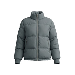 Hooded Quilted Waterproof <b>Bubble</b> Jacket Black Full Sleeve Winter Windproof Cotton Shell Knitted Fabric Polyester Filling Stand - Product Image 1