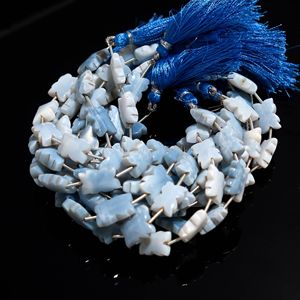 Perles de pierres précieuses en opale bleue naturelle sculptées en forme de fleur, 11 mm, 12 mm, perles sculptées à la main pour la création de bijoux, brin de 8 pouces, prix de gros - Product Image 3