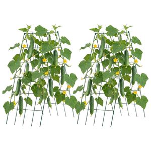 Set di 4 tralicci per cetrioli in metallo antiruggine a forma di A per aiuole rialzate, supporto per piante rampicanti - Product Image 1