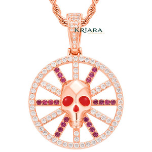 Pendentif Crâne en Argent 925 Plaqué Or 14K avec Moissanite, Breloque Thème Hip-Hop Unisexe, Coupe Ronde Brillante, Idéal pour les Fêtes - Product Image 3