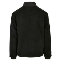 Veste en polaire noire unisexe, style zippé, doublure en sherpa doux, panneau en nylon, col montant, manches longues, veste d'extérieur chaude avec logo brodé
