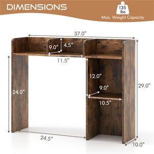 Libreria da scrivania in legno ingegnerizzato per monitor da 27 pollici 93,98 x 25,40 x 73,66 cm Kit anti-ribaltamento marrone - Product Image 5
