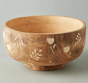 Bol à salade et à céréales en bois massif naturel, fabriqué à la main, écologique, style classique, pour un usage quotidien par Tayyab Handicraft - Product Image 5