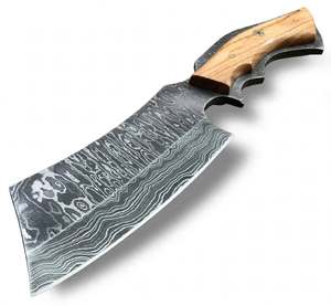 มีดสับขนาดเล็กทำมือจากเหล็กดามัสกัส ด้ามไม้มะกอก แบบฟูลแทง - Product Image 6