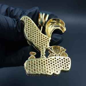 Luxury 22K Gold Plated Rooster Pendant With <b>Crystal</b> Rhinestones Micro Pave <b>Animal</b> Charm Unisex Everyday Wear - Product Image 3