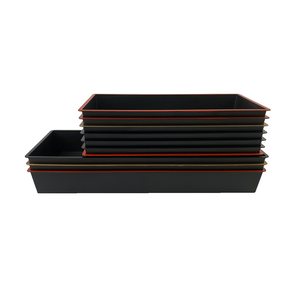 Rectangle Metal Serving Tray <b>Black</b> with Red Edge Dishwasher Safe Minimalist Design - Product Image 4