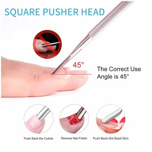 TECTO Dual-End Stainless Steel Cuticle Pusher Manicure <b>Tool</b> Reusable <b>Nail</b> Care Instrument - Product Image 4
