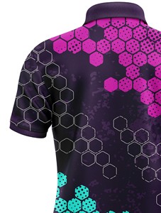 Corex Men's Short Sleeve Polo <b>Shirt</b> <b>Geometric</b> Honeycomb Print Quick Dry Polyester Casual Sport Wear - Product Image 6