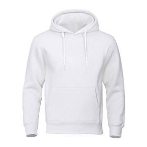 เสื้อฮู้ดผู้ชายสีขาว เสื้อสเวตเชิ้ตแบบสวม สตรีทแวร์ ผ้าฝ้าย ราคาถูก - Product Image 1