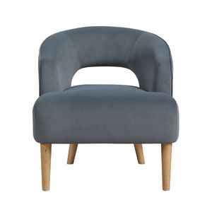 Fauteuil de salon contemporain de luxe, 1 pièce, style unique, fauteuil d'appoint en velours gris foncé avec pieds en bois massif - Product Image 2