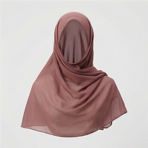 Hiyab de poliéster de color sólido para mujer, tela jersey, agradable al tacto, para uso diario, pañuelo étnico de Oriente Medio. - Product Image 1