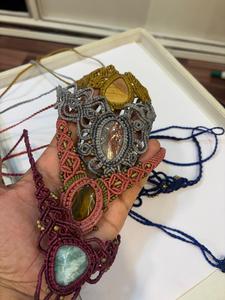 Collares de Macramé Hechos a Mano con Colgantes de Piedras Preciosas Naturales, Estilo Clásico, Cadena de Cuerda Cuadrada con Mariposas, Lote de Joyería al por Mayor - Product Image 3