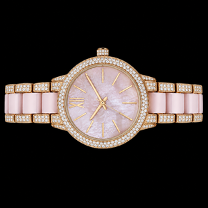 Reloj de Lujo para Mujer con Diamantes, Esfera Redonda de 30 mm, Cuarzo Analógico, Caja de Cristal de Zafiro, Estilo Plateado con Incrustaciones de Diamantes - Product Image 3