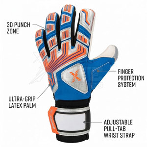 Gants de football d'extérieur personnalisés légers avec logo d'équipe personnalisé, paume en latex antidérapante, dos flexible, sangle réglable - Product Image 4