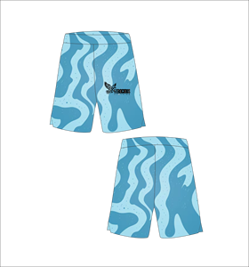 Shorts de basketball personnalisés à motif ondulé bleu clair et foncé, en maille respirante, pour l'entraînement athlétique, le streetwear et les loisirs estivaux - Product Image 1