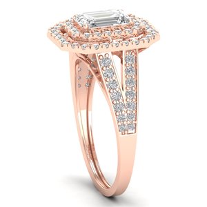 Anillo de compromiso REYES con halo de moissanita de 1.62 quilates con corte esmeralda en plata de ley 925 para mujer, joyería fina, precio al por mayor - Product Image 3