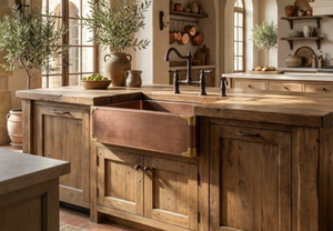Évier de cuisine moderne de qualité supérieure couleur cuivre avec design à cuve profonde, robuste, au caractère authentique de l'Ancien Monde, options personnalisables - Product Image 5